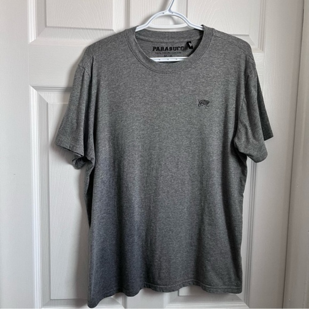 fx 3/25$ * Parasuco medium t shirt gray men cotton short sleeve